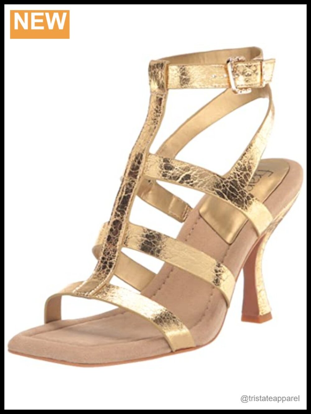 Franco Sarto Rine Strappy Heeled Sandal Faux Leather Gladiator 3.5 Inch